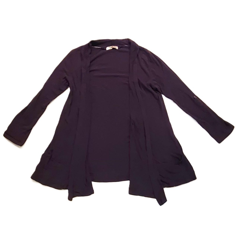 Romy Womens Medium Plum Purple Elegant Drape Sweater